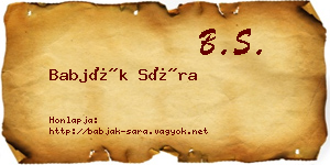 Babják Sára névjegykártya