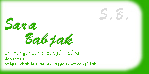 sara babjak business card